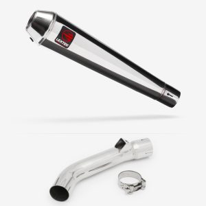Lextek AC1 Polished Classic Exhaust 350mm with Link Pipe for Honda VFR 800 (97-01)