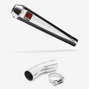 Lextek AC1 Polished Classic Exhaust 350mm with Link Pipe for Kawasaki Z900 RS (18-23)