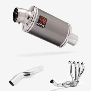 Lextek Dark Tint Stainless Steel OP15 Full Exhaust System 200mm for Kawasaki Versys 1000 (12-18)