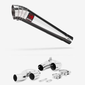 Lextek Stainless Steel MP4 Megaphone Exhaust 300mm with Link Pipe