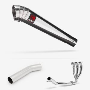 Lextek Stainless Steel MP4 Megaphone Exhaust 300mm with Link Pipe