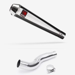 Lextek AC1 Polished Classic Exhaust 350mm with Link Pipe for Honda CB300R (18-20)