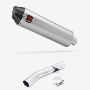 Lextek Stainless Steel RP1 Gloss Oval Exhaust 400mm with Link Pipe for Yamaha FZS 600 Fazer (97-03)