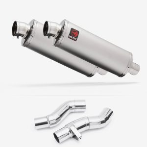 Lextek Stainless Steel OP1 Matt Oval Exhaust 350mm with Link Pipes