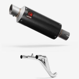 Lextek Carbon Fibre GP8C GP Stubby Exhaust 240mm Twin Underseat with Link Pipe