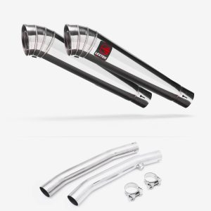 Lextek Stainless Steel MP4 Megaphone Exhaust 300mm with Link Pipes