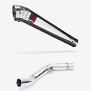 Lextek Stainless Steel MP4 Megaphone Exhaust 300mm with Link Pipe for Kawasaki Z800 (13-16)