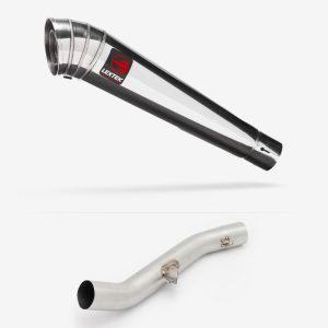 Lextek Stainless Steel MP4 Megaphone Exhaust 300mm High Level with Link Pipe