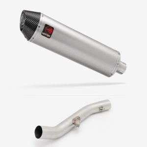 Lextek Stainless Steel RP1 Gloss Oval Exhaust 400mm High Level with Link Pipe