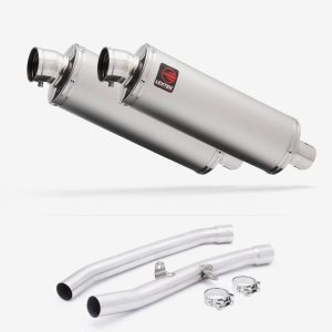 Lextek Stainless Steel OP1 Matt Oval Exhaust 350mm with Link Pipes for Kawasaki ZZR1400 (08-11)
