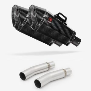 Lextek Carbon Fibre XP8C Exhaust 210mm with Link Pipes for Ducati Monster 620 (01-06)