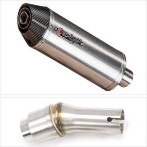 Lextek Stainless Steel RP2 Gloss Oval Exhaust 300mm with Link Pipe for Kawasaki Ninja 300 (13-17)