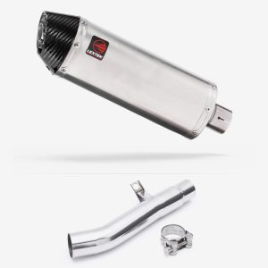 Lextek Stainless Steel RP2 Gloss Oval Exhaust 300mm with Link Pipe for Honda CBF 600 (04-07)