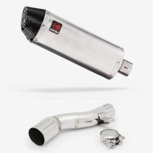 Lextek Stainless Steel RP2 Gloss Oval Exhaust 300mm with Link Pipe