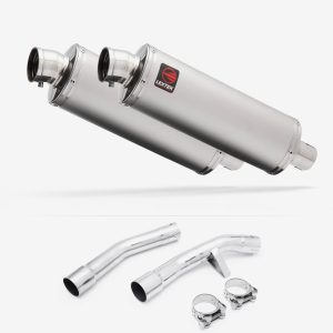 Lextek Stainless Steel OP1 Matt Oval Exhaust 350mm with Link Pipe for Yamaha FJR1300 (01-19)