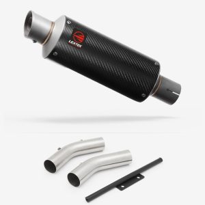 Lextek Carbon Fibre GP8C GP Stubby Exhaust 240mm Twin Underseat with Link Pipe