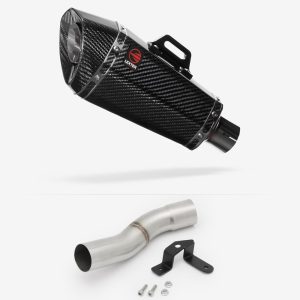 Lextek Carbon Fibre XP8C Exhaust 210mm Low Level with Link Pipe for Ducati Scrambler 1100 (18-20)