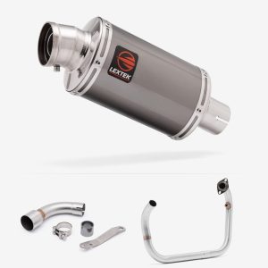 Lextek Dark Tint Stainless Steel OP15 Full Exhaust System 200mm for Benelli TNT 125/135 (17-24)