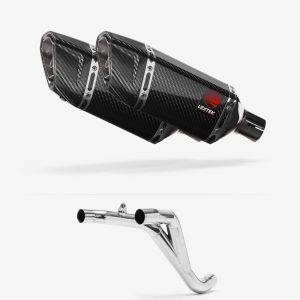 Lextek Carbon Fibre SP11C Gloss Exhaust 200mm Twin Underseat with Link Pipe