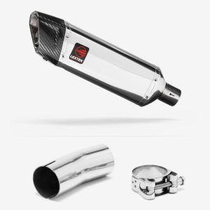 Lextek Stainless Steel SP4 Polished Exhaust 300mm with Link Pipe for Suzuki GSXR 1000 (12-22)