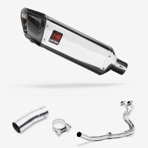 Lextek Stainless Steel SP4 Polished Exhaust System 300mm for Kawasaki Ninja 400 & Z400 (18-24)