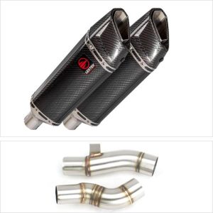 Lextek Carbon Fibre SP9C Gloss Exhaust 300mm with Link Pipe for Kawasaki Z1000 (10-19)