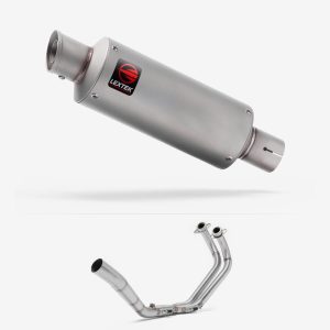 Lextek Stainless Steel GP1 Matt GP Stubby Exhaust System 240mm for Yamaha YZF R3/MT-03 (15-24)