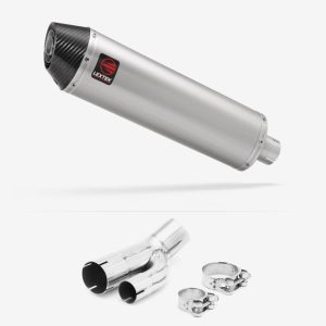 Lextek Stainless Steel RP1 Gloss Oval Exhaust 400mm with Link Pipe for BMW S1000R 2017-2020