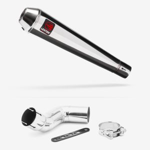 Lextek AC1 Polished Classic Exhaust 350mm with Link Pipe for Kawasaki Ninja 1000SX (20- )