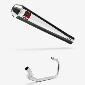 Lextek Polished Stainless Steel AC1 Classic Exhaust System 350mm for Lexmoto LXR 125