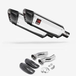 Lextek Polished Stainless Steel SP4 Exhaust 300mm with Link Pipes