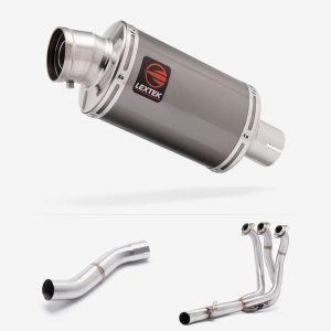 Lextek Dark Tint Stainless Steel OP15 Full Exhaust System 200mm High Level for Yamaha MT-09 (21-24)
