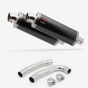 Lextek Stainless Steel OP8C Matt Exhaust 350mm with Link Pipe for Honda VTR 1000 (97-05)