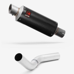 Lextek Carbon Fibre GP8C GP Stubby Exhaust 240mm with Brushed Link Pipe for Kawasaki Z800 (13-16)
