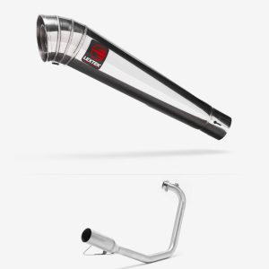 Lextek Stainless Steel MP4 Megaphone Exhaust System 300mm for Yamaha YBR 125 (05-16)