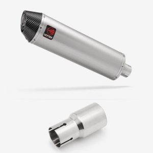 Lextek Stainless Steel RP1 Gloss Oval Exhaust 400mm with Link Pipe for Piaggio MP3 500 (07-15)