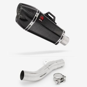 Lextek Carbon Fibre XP13C Exhaust 210mm with Link Pipe for Honda CB500 F/X (13-20)