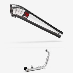 Lextek Stainless Steel MP4 Megaphone Exhaust System 300mm for Yamaha YZF-R125 / MT-125 (14-18)