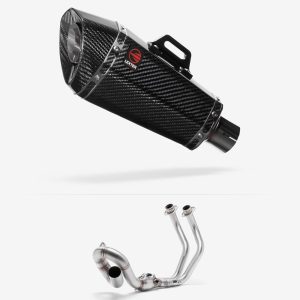 Lextek Carbon Fibre XP8C Exhaust System 210mm Low Level for Yamaha MT-07 Tracer (16-24)