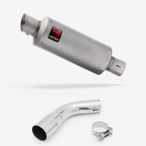 Lextek Stainless Steel GP1 Matt GP Stubby Exhaust 240mm with Link Pipe for Suzuki SV650 (16-20)