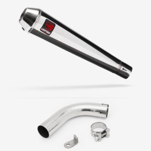 Lextek AC1 Polished Classic Exhaust 350mm with Link Pipe for Honda CB1000R (08-17)