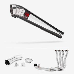 Lextek Polished Stainless Steel MP4 300mm Exhaust with Link Pipe for Suzuki GSX-S 1000 F (15-20)