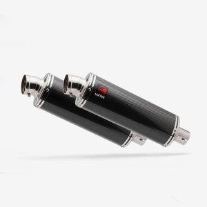 Lextek 2 x Oval Carbon Fibre OP8C Exhaust Silencer 51mm Slip-on