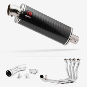 Lextek Carbon Fibre OP8C Matt Exhaust System 350mm for Suzuki GSX-S 1000 F (15-20)