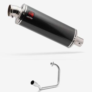 Lextek Carbon Fibre OP8C Matt Exhaust System 350mm for Honda CB125F/GLR125 (15-19)