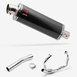 Lextek Carbon Fibre OP8C Matt Exhaust System 350mm for Suzuki SV650 (03-15)