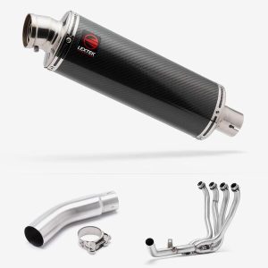 Lextek Carbon Fibre OP8C Matt Exhaust System 350mm for Suzuki GSX-S750 (17-23)